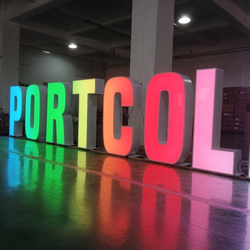Kexian Customized RGB Giant 3D Standing Letters Metal Large Alphabet Letters Stainless Steel Outdoor Lighting Letter Led Sign