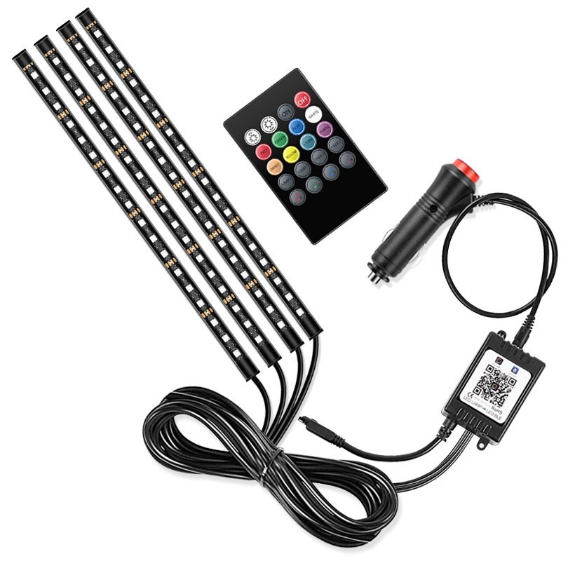 Yosovlamp Car Foot Atmosphere Light Color Remote Control Voice Control Decoration Bluetooth Control Music Light Bar