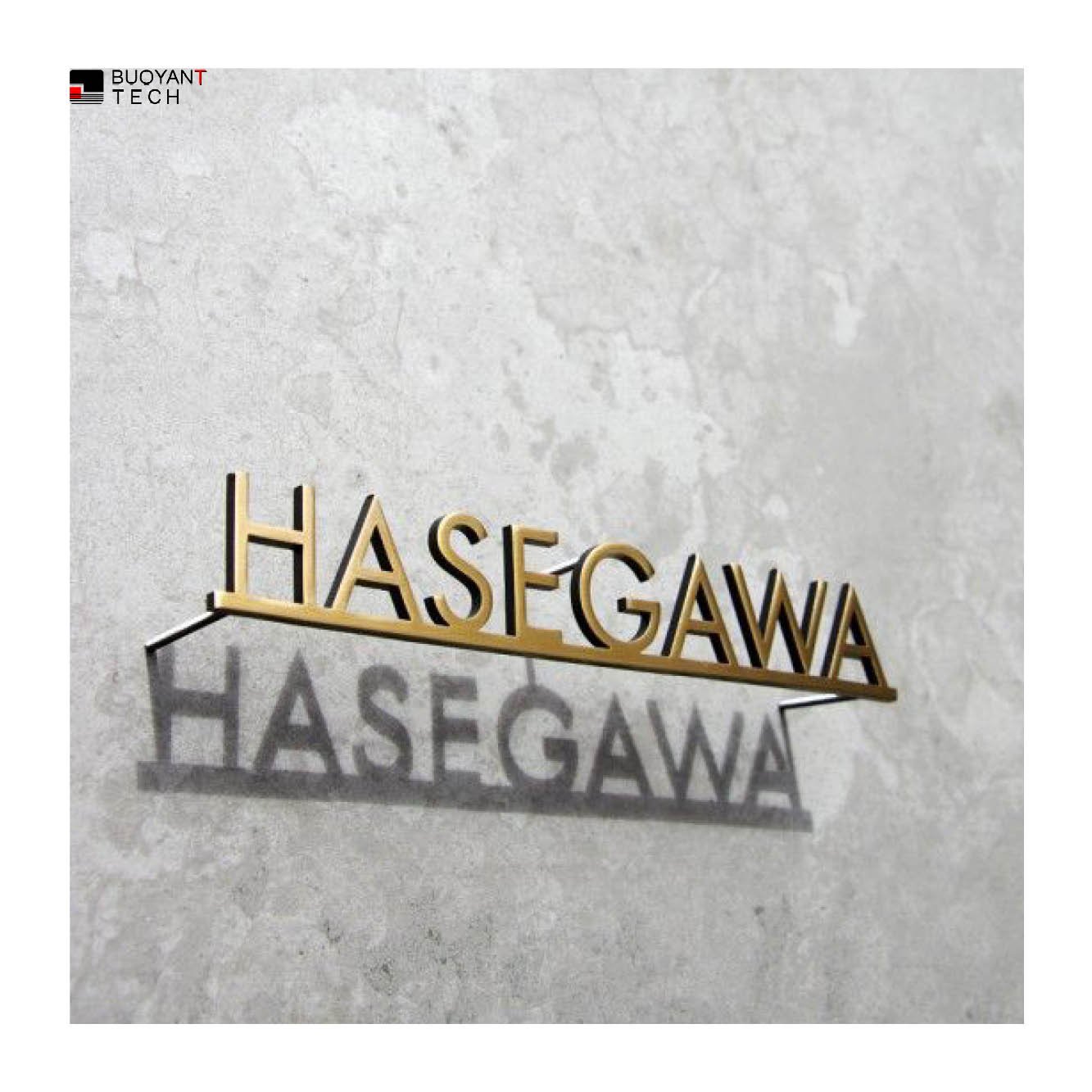BUOYANT Custom Wall logo Metal Signage Stainless Steel Gold Color 3D Letter Sign for Outdoor Indoor Office Shop