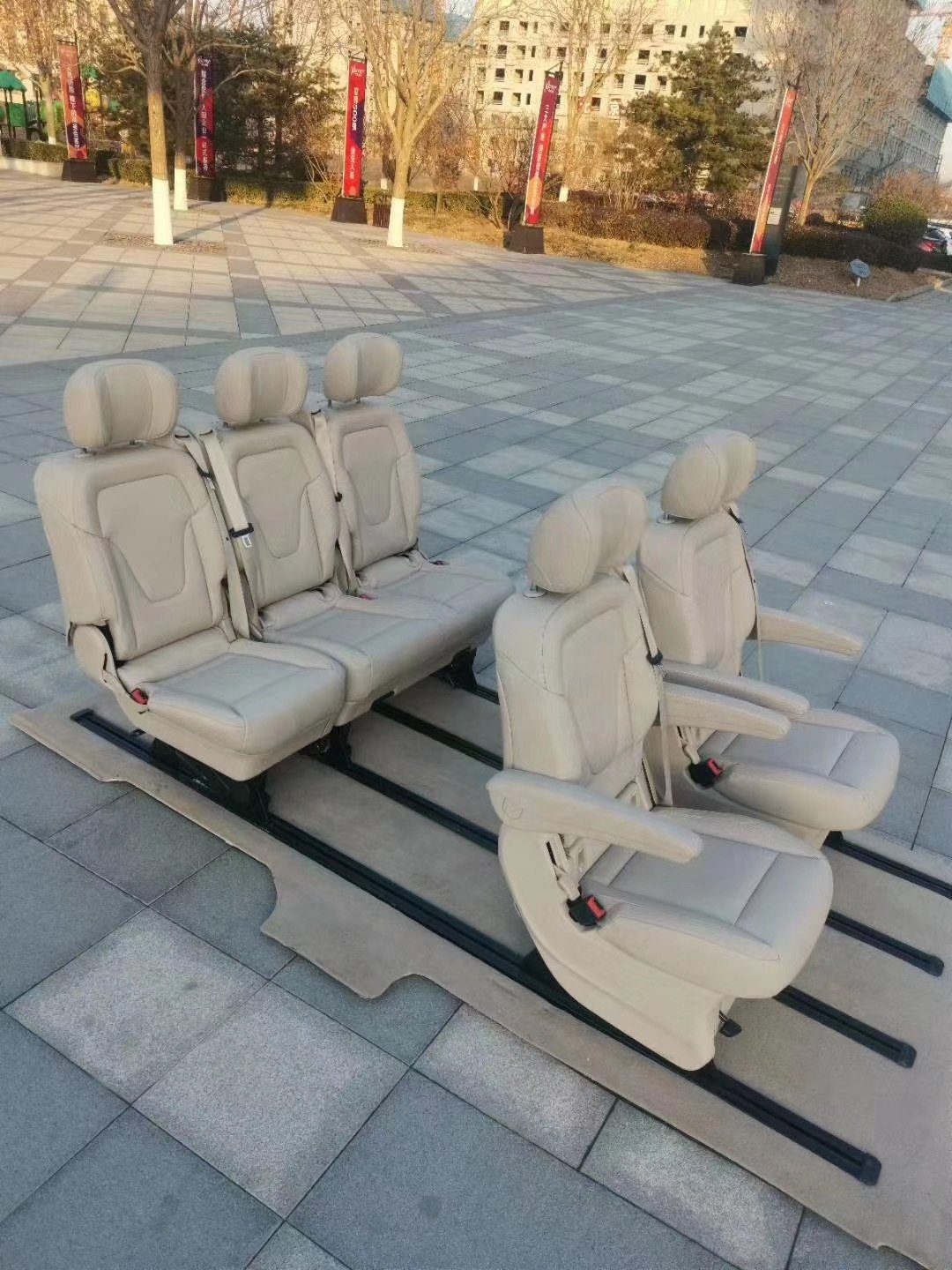 For Benz Luxury V-Class Bench Seat in Black and Beige Color