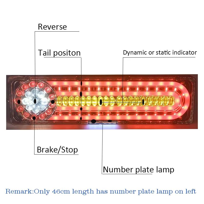 24V LED Dynamic LED Car Truck Tail Light Turn Signal Lmap Rear Indicator Brake Lights for Lorry Trailer Van Caravan Bus