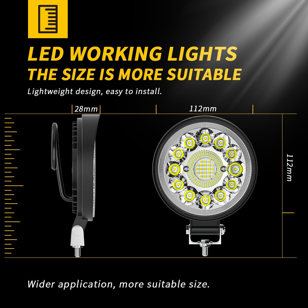 LIGHTOWL Hot Sale Round 4 Inch 33 LED 25 MM Work Light White Spotlight for Truck Bus Boat Motorcycle Car Light