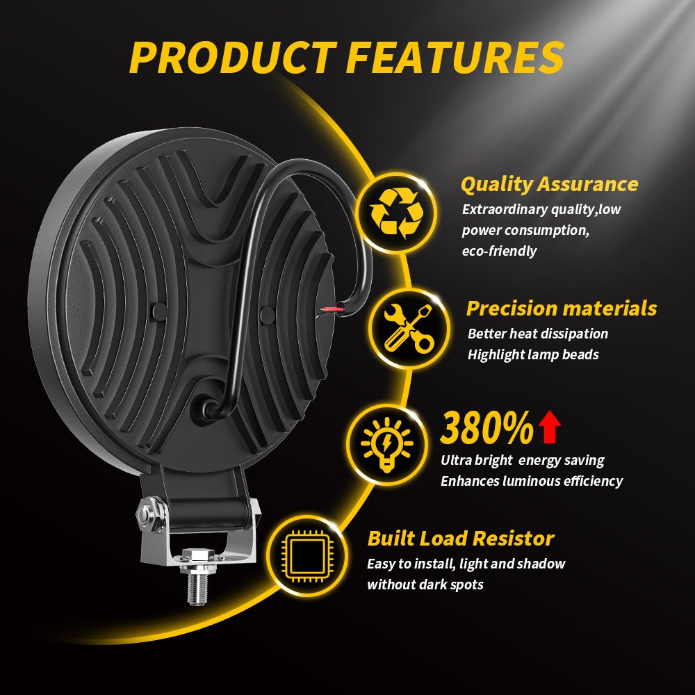 LIGHTOWL Hot Sale Round 4 Inch 33 LED 25 MM Work Light White Spotlight for Truck Bus Boat Motorcycle Car Light