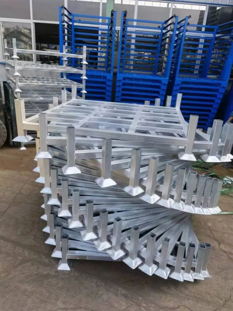 Heavy Duty Steel Storage Tire Rack Powder Coated Metal Stacking Movable Post Metal Stackable Pallet Stacking Racks