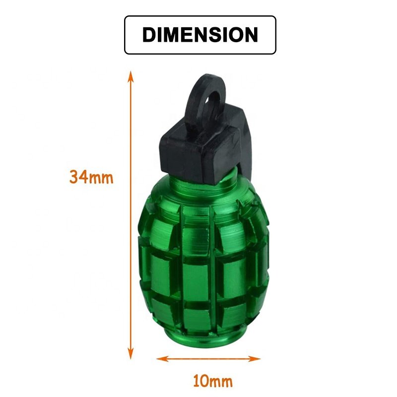 Aluminum Grenade Tire Valve Stem Caps Personalized Car Wheel Rim Tire Caps Air-Proof Air Dust Covers, Universal, Heavy Duty
