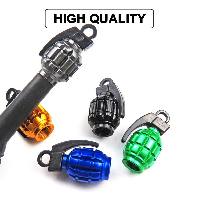Aluminum Grenade Tire Valve Stem Caps Personalized Car Wheel Rim Tire Caps Air-Proof Air Dust Covers, Universal, Heavy Duty