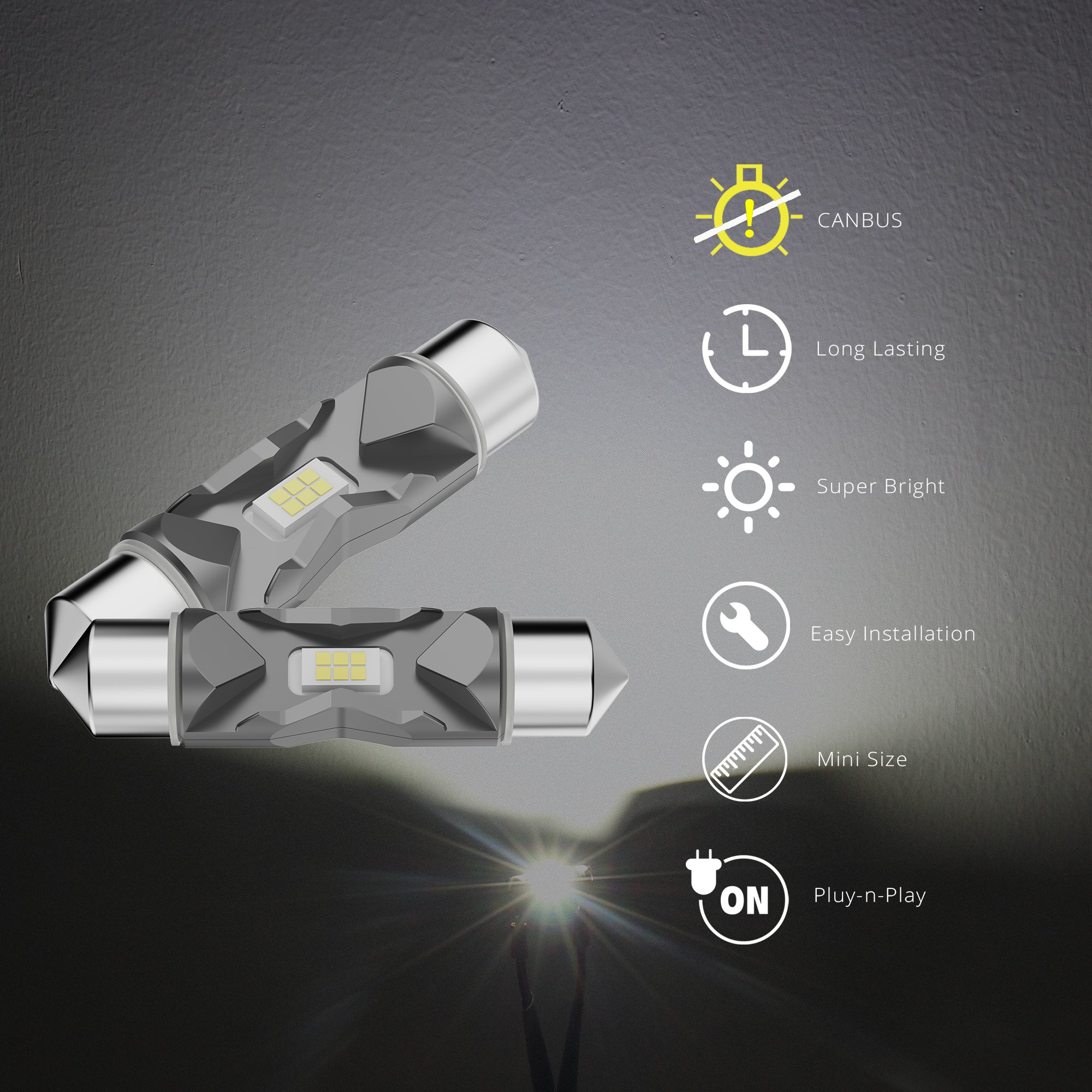 Festoon C5W Double End 36mm 5530 Super Bright LED Bulbs 3200K Gold Lights for Dome/door/number Plate/trunk Lights