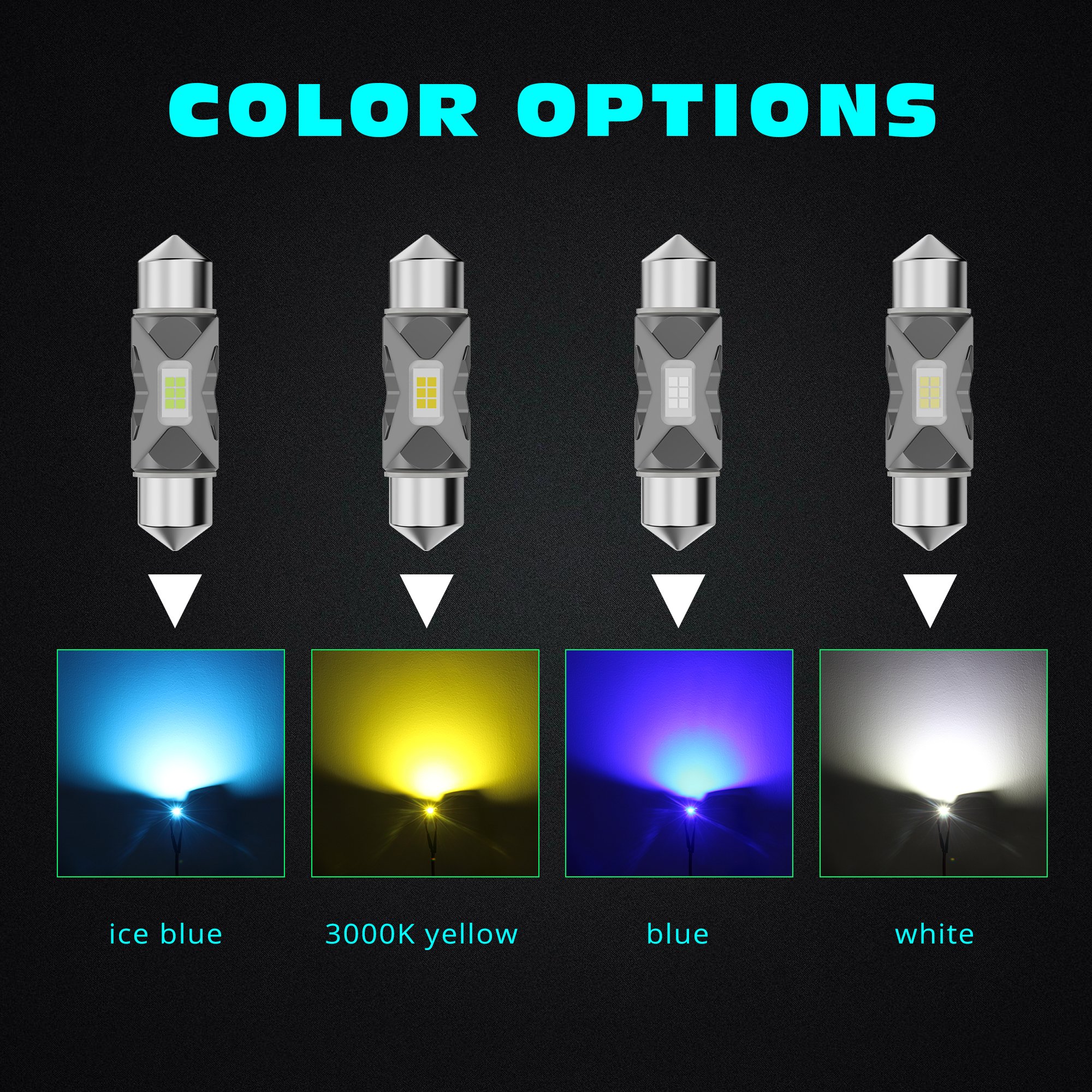 Festoon C5W Double End 36mm 5530 Super Bright LED Bulbs 3200K Gold Lights for Dome/door/number Plate/trunk Lights