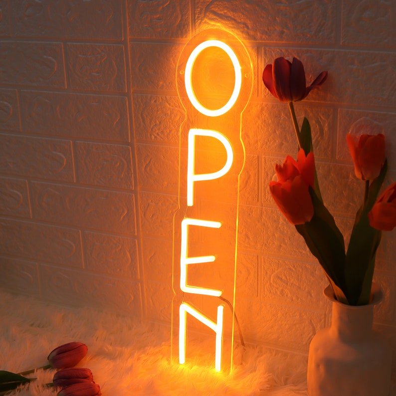 Custom Outdoor Hotel Free Standing Acrylic Logo Advertising Products Letter Board Display LED Illuminated Open Neon Sign