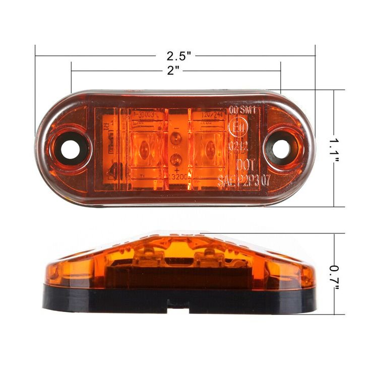 2.5 Inch Oval 2LED Piranha Truck LED Side Markers Clear Trailer Tail Light 10-30V New Condition Car Light Accessories
