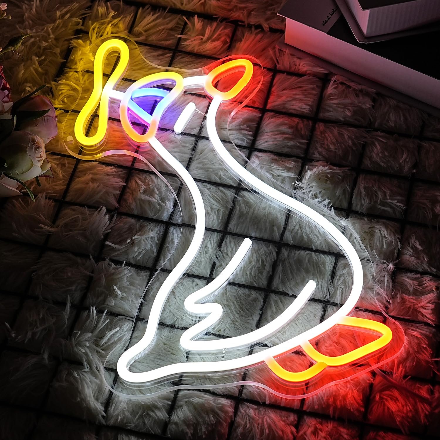 Goose Neon Sign for Wall Decor Cool LED Neon Light Sign Dimmable USB Powered Cowboy Hat Neon Light