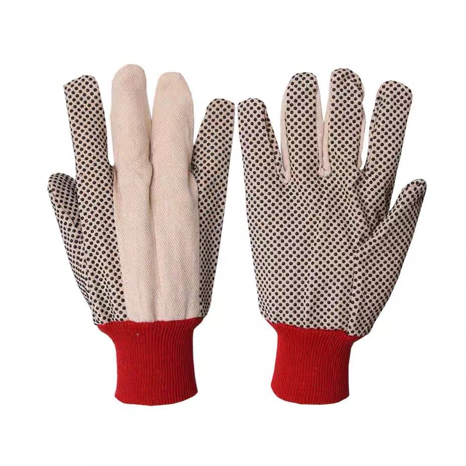 Customized Comfortable Light PVC Dot Bead Garden Gloves Canvas Industrial Gloves for Household Use and Dusting