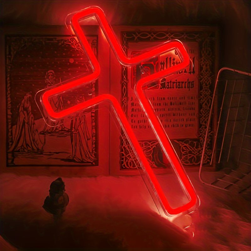 Cross Shape LED Neon Sign Light Decorative Lamp Holiday Party Bar Atmosphere Lamp Bedroom Decorative Lamp Acrylic Board