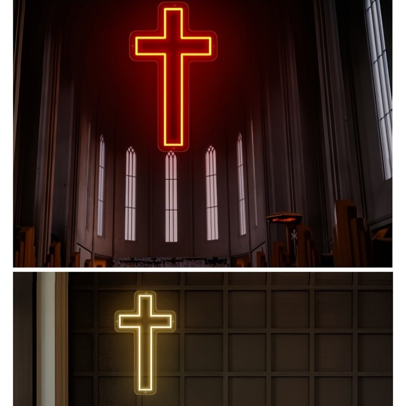Cross Shape LED Neon Sign Light Decorative Lamp Holiday Party Bar Atmosphere Lamp Bedroom Decorative Lamp Acrylic Board