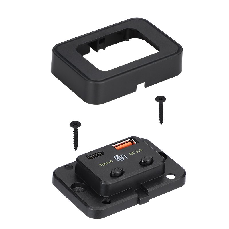 High Quality Qc 3.0 Usb Pd Fast Socket Charge Dual Type-c Car Charger 12V 24V Surface Mounted Panel