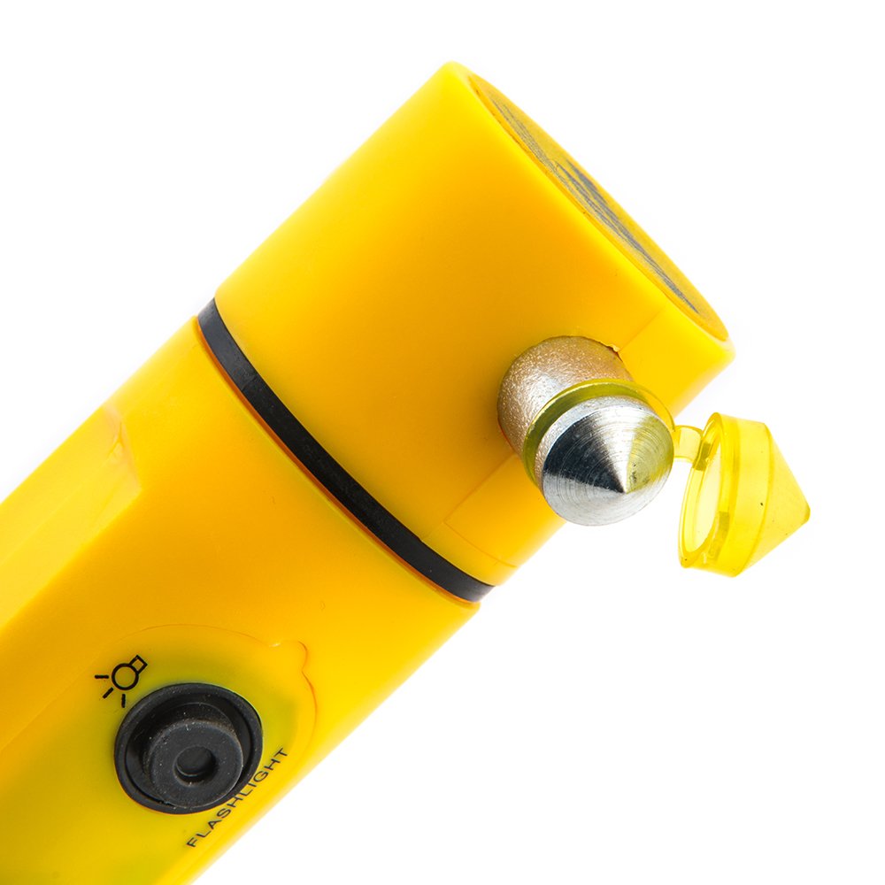 Emergency Seatbelt Cutter Window Breaker LED Flashlight Warning Light Bus Car Escape Tool Safety Hammer