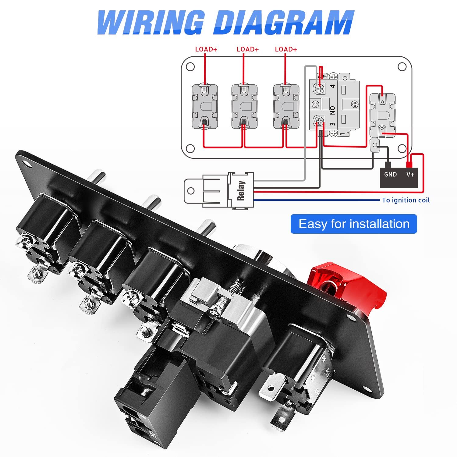5 in 1 Racing Ignition Switch Panel 12V Car Engine Start Push Button Boat Toggle Switch Panel for Golf RV Marine Trailer Truck
