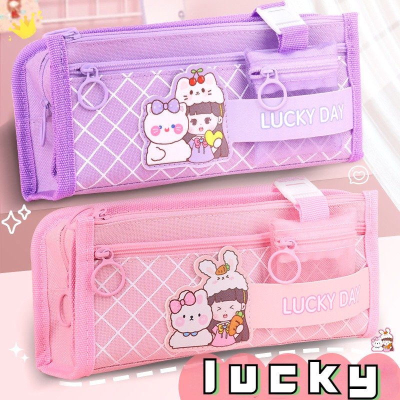 Cute Cartoon Large Capacity Stationery Bag Multi Functional Stationery Box Wholesale for Primary and Secondary School Students