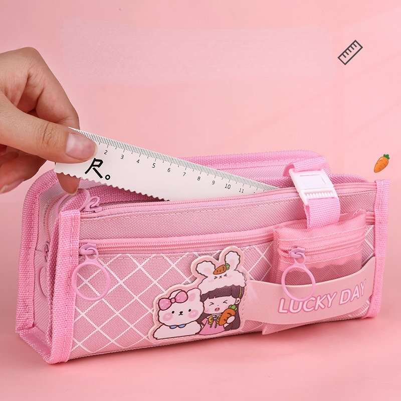 Cute Cartoon Large Capacity Stationery Bag Multi Functional Stationery Box Wholesale for Primary and Secondary School Students