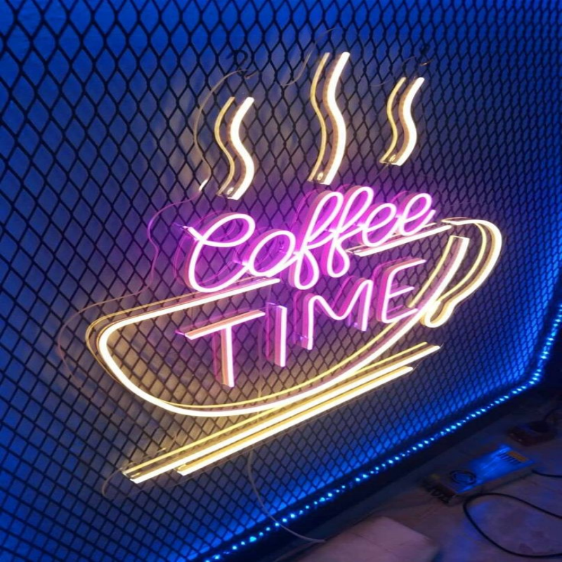 Custom Coffee bar Led Neon Sign Light Store Business logo Design Led Light up Sign Led for Wall Decoration