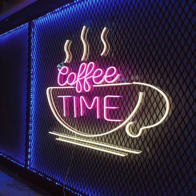 Custom Coffee bar Led Neon Sign Light Store Business logo Design Led Light up Sign Led for Wall Decoration
