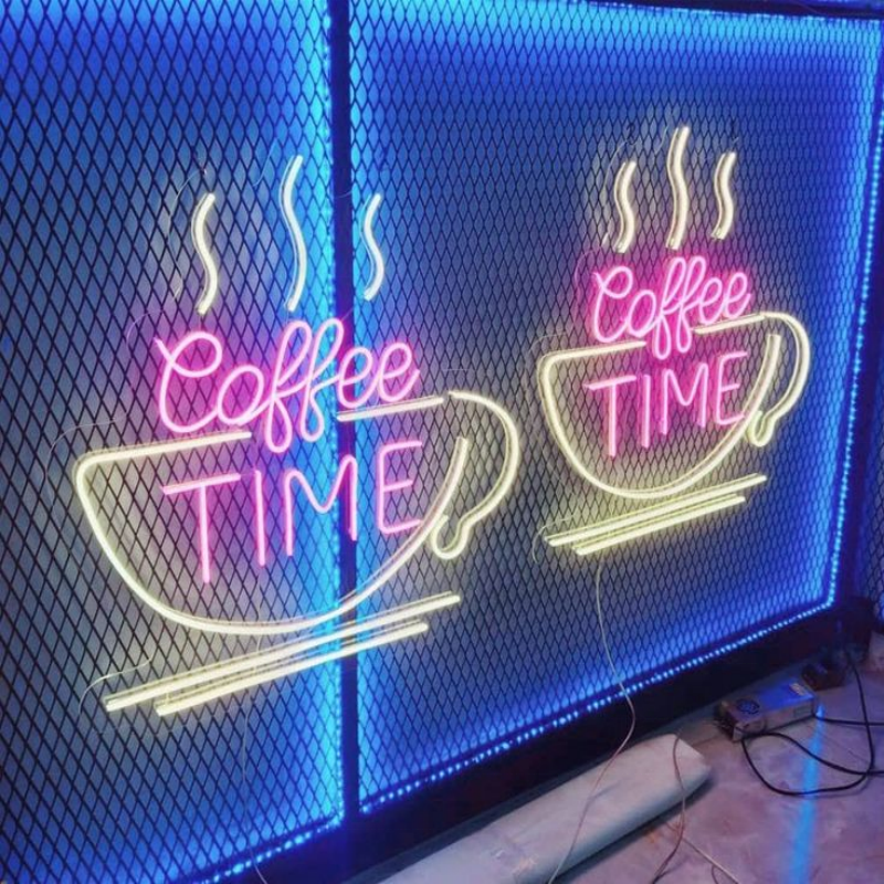 Custom Coffee bar Led Neon Sign Light Store Business logo Design Led Light up Sign Led for Wall Decoration