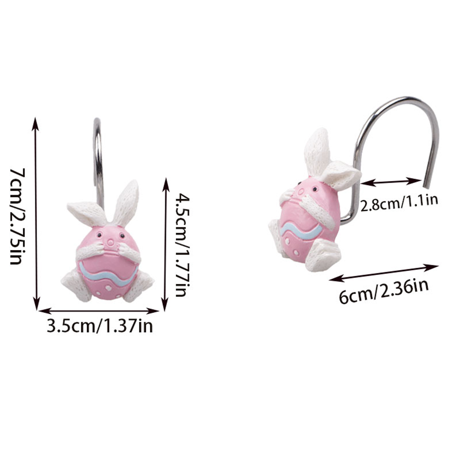 Factory Wholesale and Retail of 12 Pieces of Resin Metal Easter Spring Easter Egg Rabbit Curtain Hook Rings