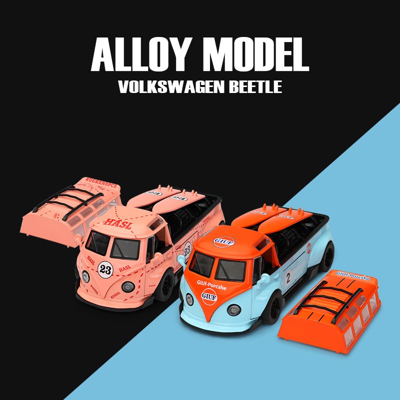 New Style 1:32 V0lkswagen T1 Bus High Precision Alloy Simulation Model Cute Vehicle Metal Sound Light Kid Toy Christmas Presents