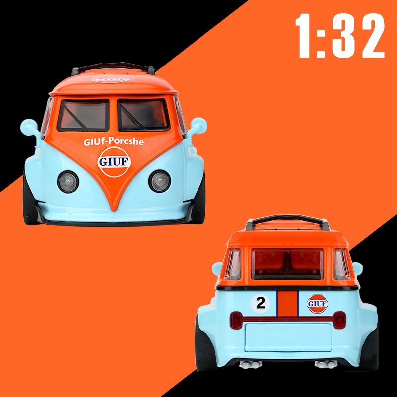 New Style 1:32 V0lkswagen T1 Bus High Precision Alloy Simulation Model Cute Vehicle Metal Sound Light Kid Toy Christmas Presents