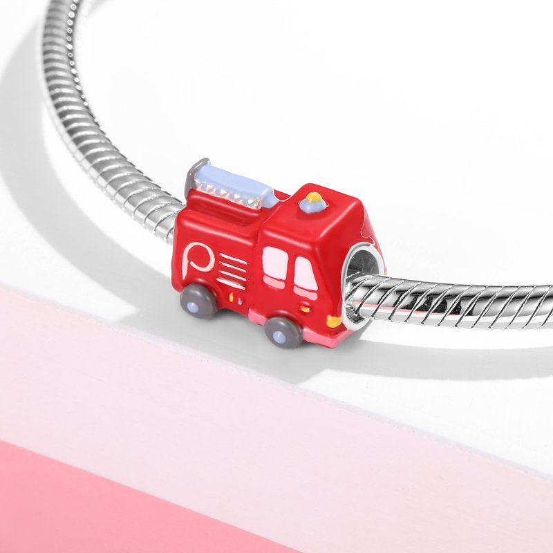 Designer Charms 925 Silver Car Mobilization Ice Cream Truck Fire Truck School Bus jeep Enamel Beads Pendant Fit Women Bracelets