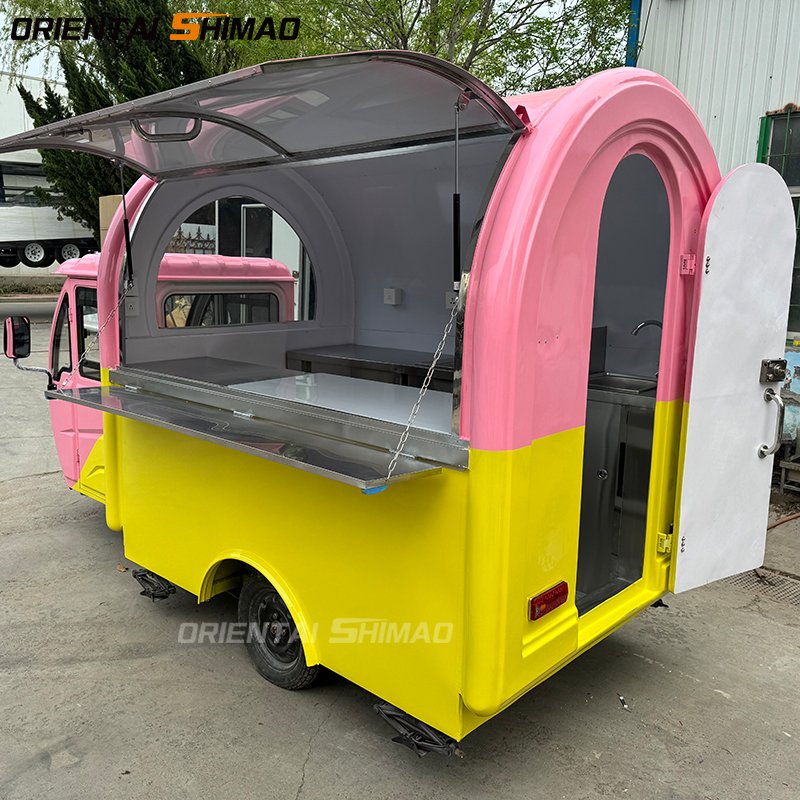 Ape Electric Tricycle Outdoor Design Gasoline Food Trailer Ice Cream Make Machine with Cover