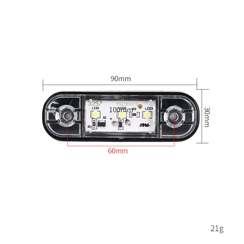 4.3" Inch 12V 24V 3 LED Amber Red Side Marker Lights Sealed Clearance Lights for Truck Trailer Lorry Bus Boat