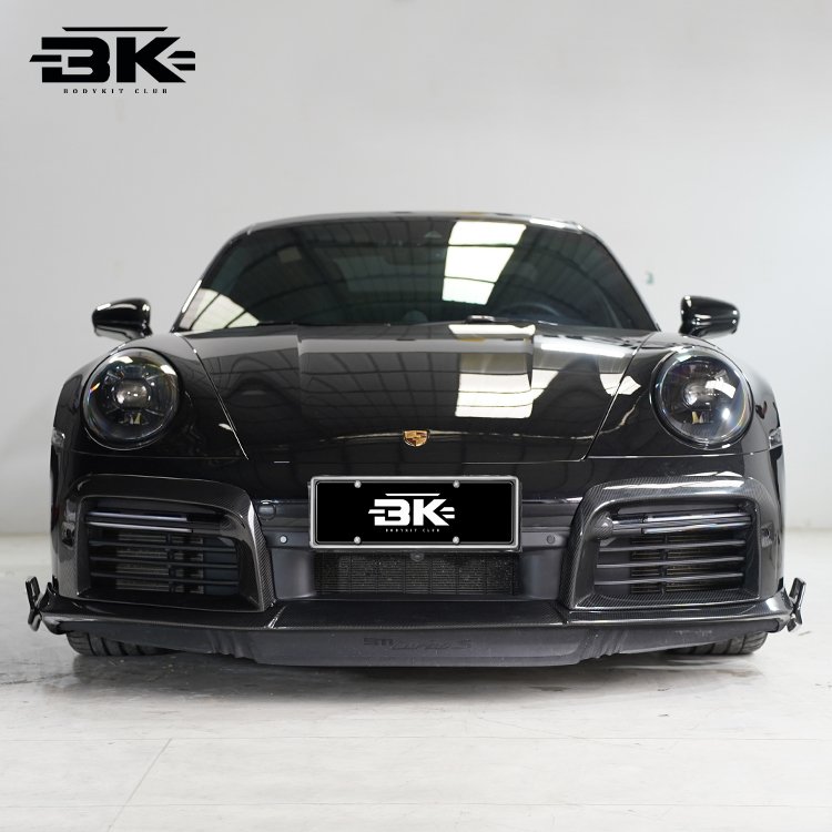 For Porsche 911 992 Turbo S Upgrade Bra-Bus Style-- Front Bumper Lip Dry Carbon Fiber Front Splitter Apron Front Lip bumper