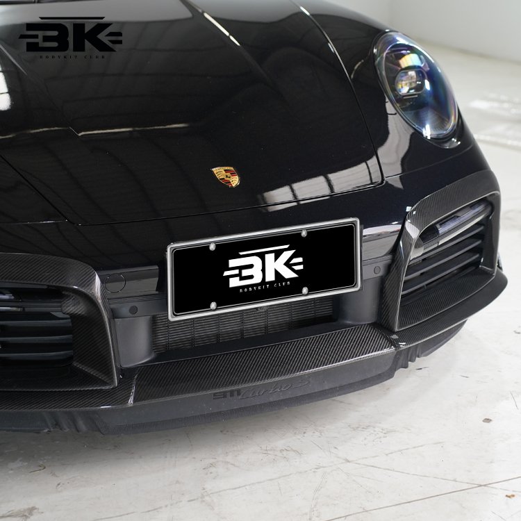 For Porsche 911 992 Turbo S Upgrade Bra-Bus Style-- Front Bumper Lip Dry Carbon Fiber Front Splitter Apron Front Lip bumper