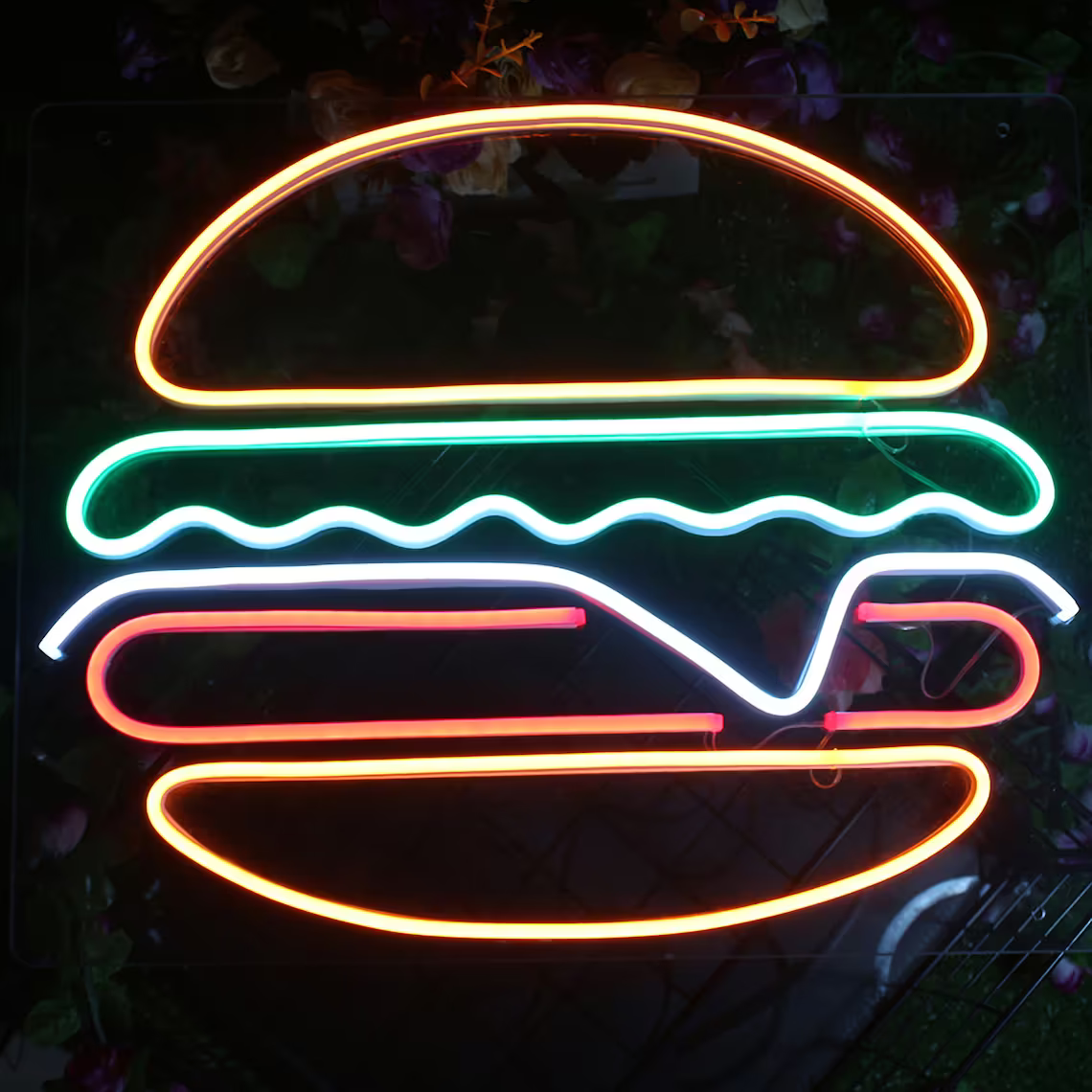 Hot Sale Printing 3D Outdoor Flexible Hamburger Acrylic LED NeoN Sign Letters Bar Decor Advertising Neon Light Sign
