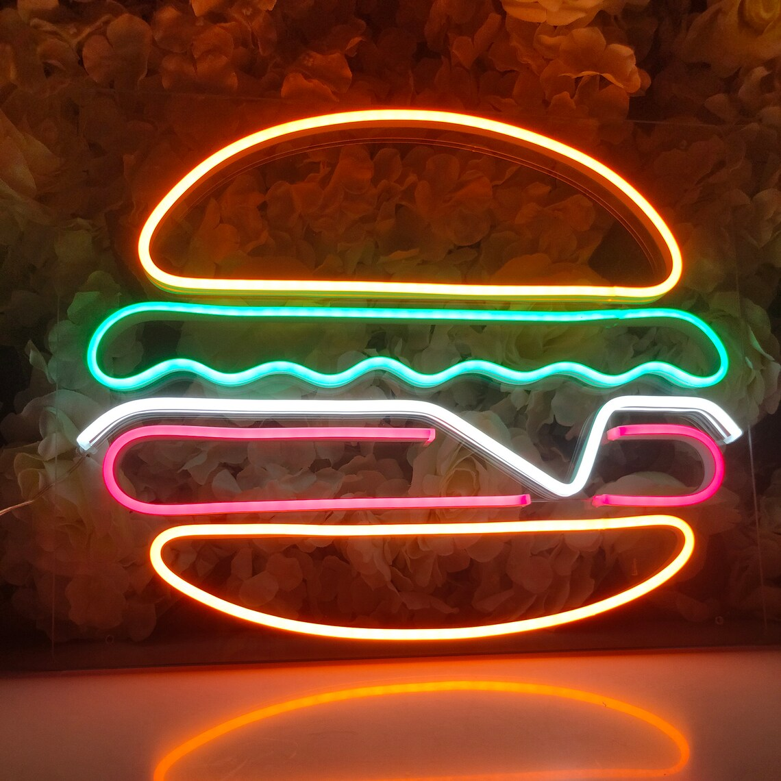 Hot Sale Printing 3D Outdoor Flexible Hamburger Acrylic LED NeoN Sign Letters Bar Decor Advertising Neon Light Sign