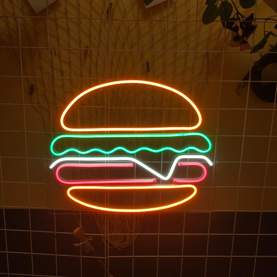 Hot Sale Printing 3D Outdoor Flexible Hamburger Acrylic LED NeoN Sign Letters Bar Decor Advertising Neon Light Sign