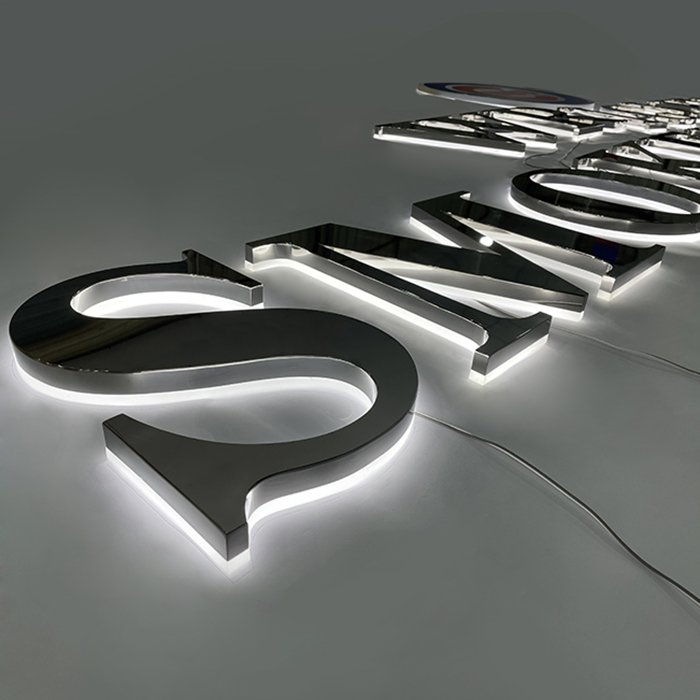 Outdoor Cnc LED Backlit Acrylic 3D Letter Engraved Stainless Steel Metal Advertising Boards Light Box Backlight Sign for Shop