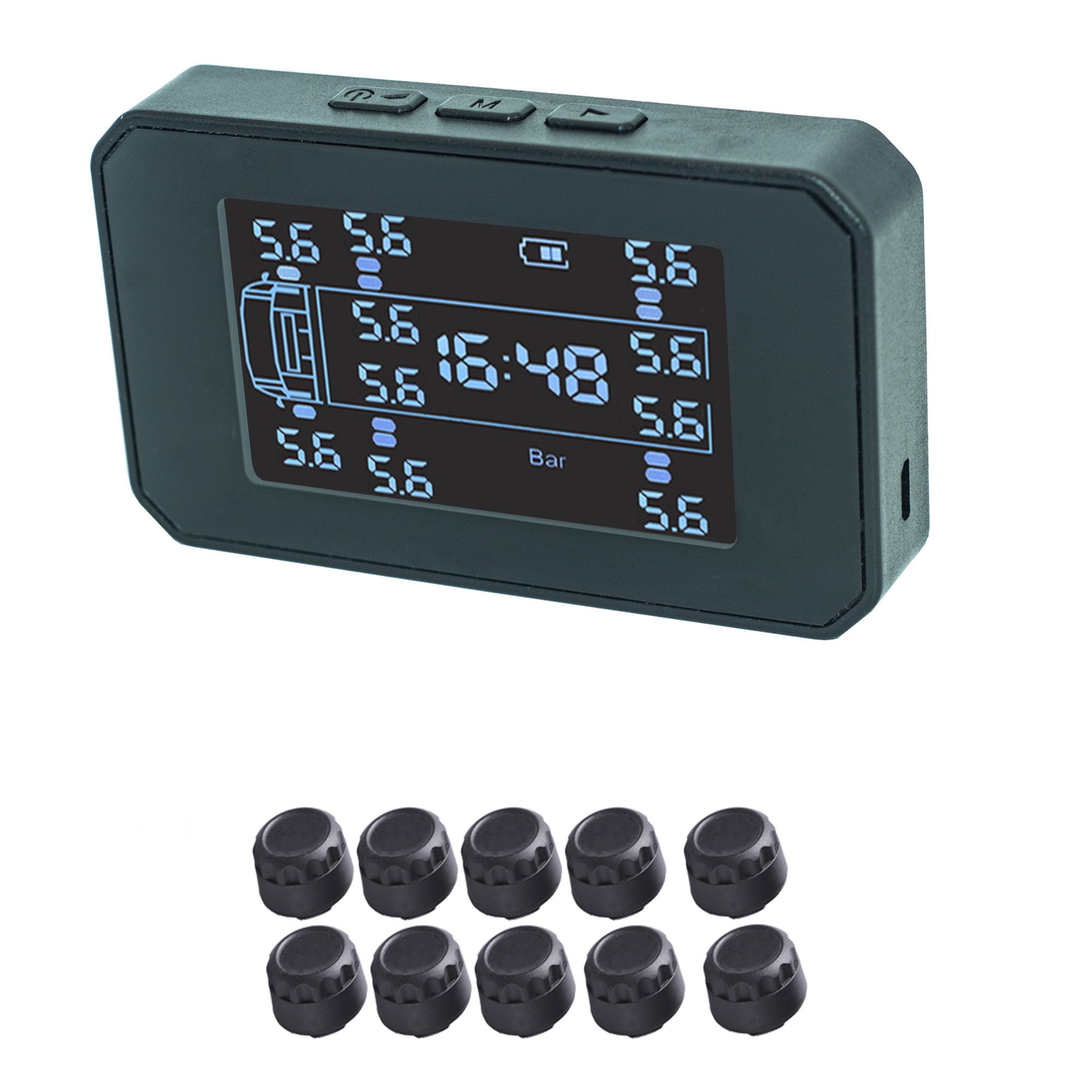 Factory High Quality Outlet 10 Wheels Truck Trailer Bus Solar Wireless Digital Tire Pressure Sensor System Gauge Monitor Tpms