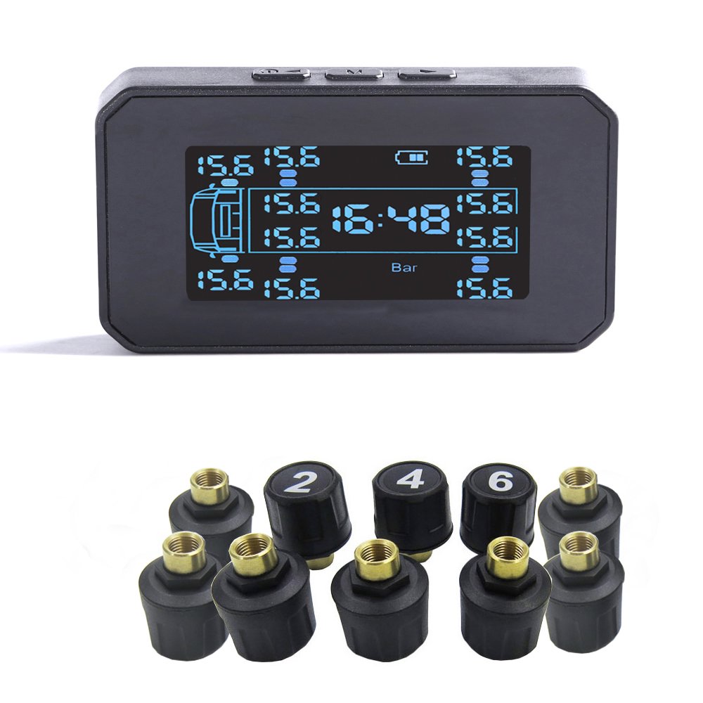 Factory High Quality Outlet 10 Wheels Truck Trailer Bus Solar Wireless Digital Tire Pressure Sensor System Gauge Monitor Tpms