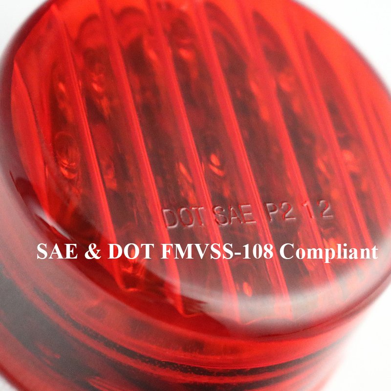 2" Amber Red LED 12V Round Side Marker Indicators Rubber Grommet Mount Clearance Light for Truck Trailer Bus