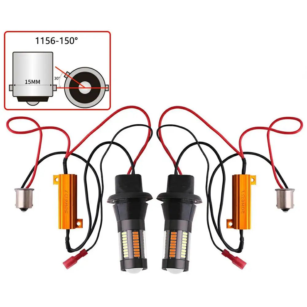 Error Free Canbus Dual Colors Bulb Car DRL Led Light 2835 66smd 7440 Led BA15S BAU15S Led 1156 Drl Turn Signal Light