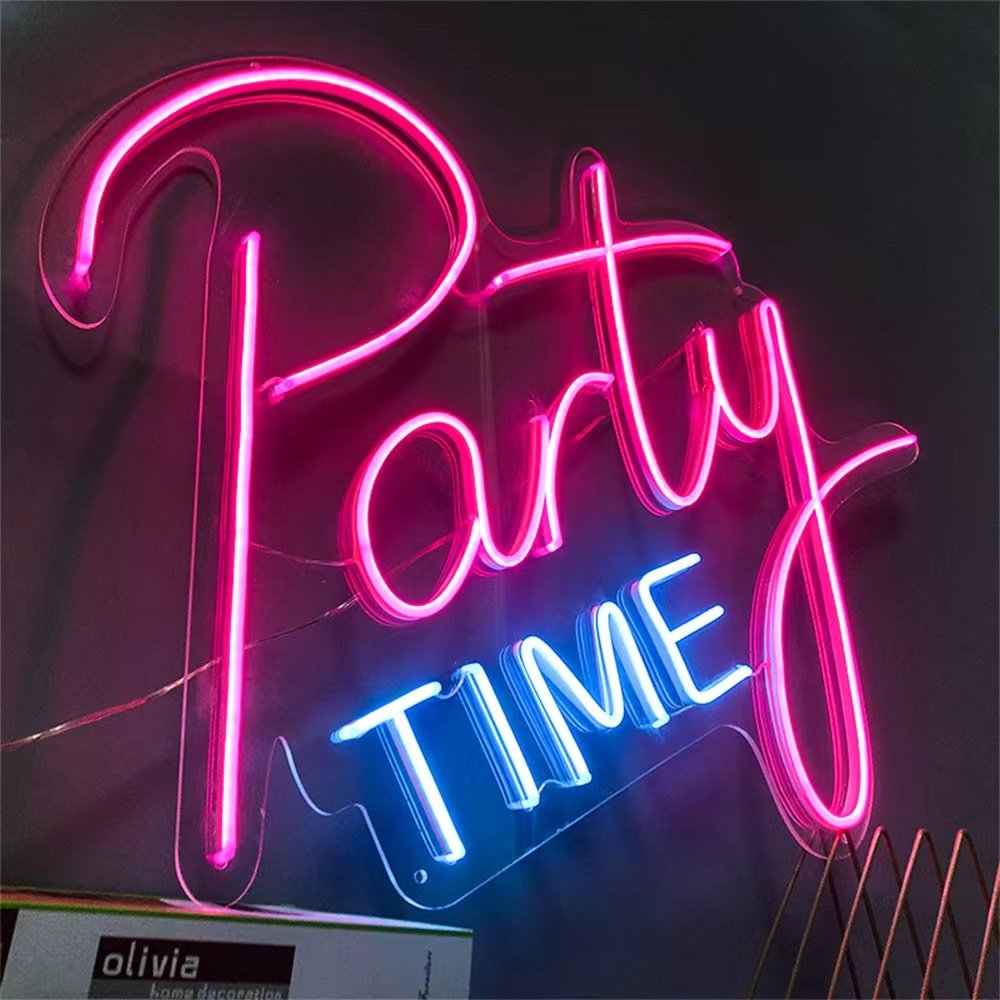 Party Time Neon Sign LED for Birthdays Weddings Parties Club of Various Festivals Indoor and Outdoor Wall Decoration