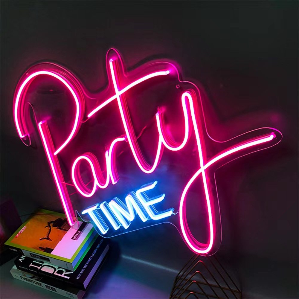 Party Time Neon Sign LED for Birthdays Weddings Parties Club of Various Festivals Indoor and Outdoor Wall Decoration