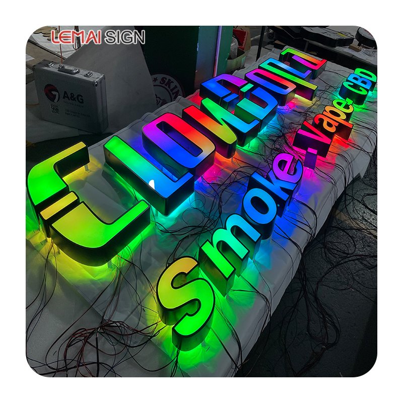 Tobacco Shop RGB 3d Letter LED logo Customization Design Outdoor Waterproof Storefront Letter logo Front Illuminated Letter