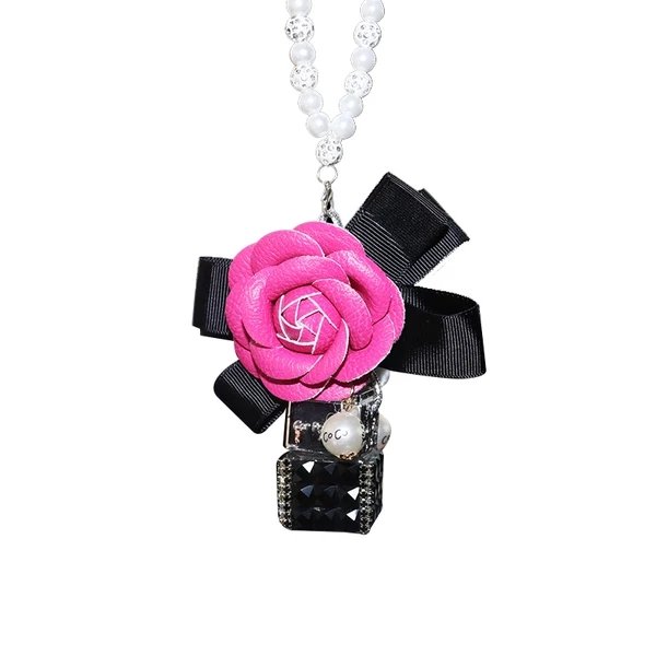 Car Perfume Bottle Pendant Empty for Essential Oils Auto Ornament with Flower Freshener Car Style Fragrance