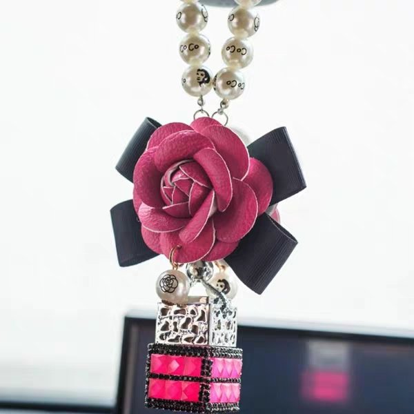 Car Perfume Bottle Pendant Empty for Essential Oils Auto Ornament with Flower Freshener Car Style Fragrance