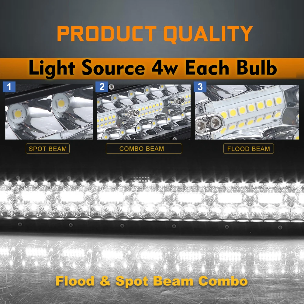 Curved 22'' 32"42"52" LED Light Bar Flood Spot Combo Roof Driving Truck Light Bar