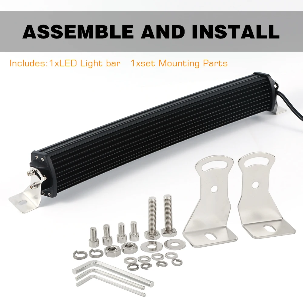 Curved 22'' 32"42"52" LED Light Bar Flood Spot Combo Roof Driving Truck Light Bar
