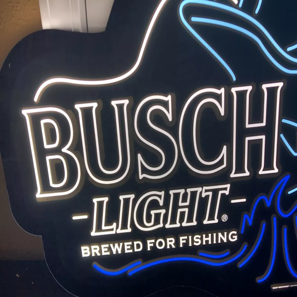 Shop Signage Busch Go Fish Neon Light Led Store Light up Sign Custom Business logo Design for Store Advertising